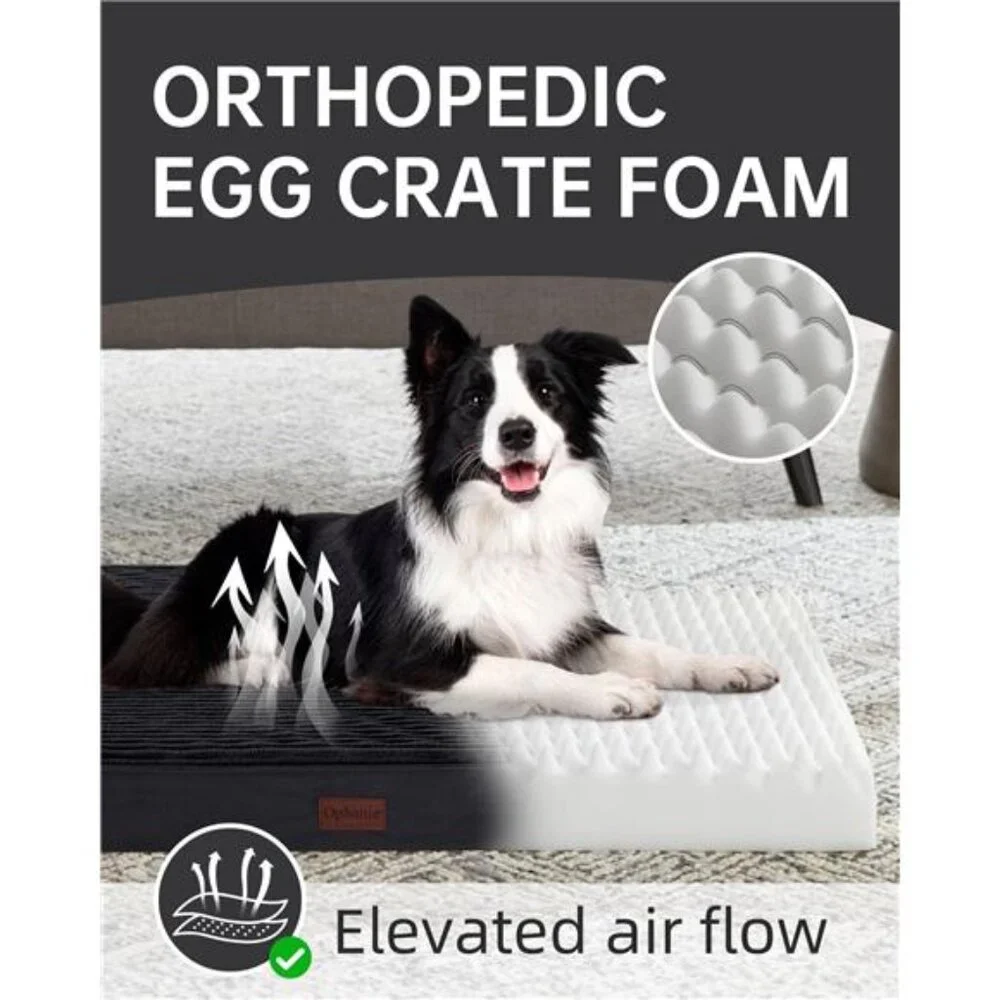 Black Orthopedic Dog Bed for Large Dogs Non-Slip Bottom Size(35